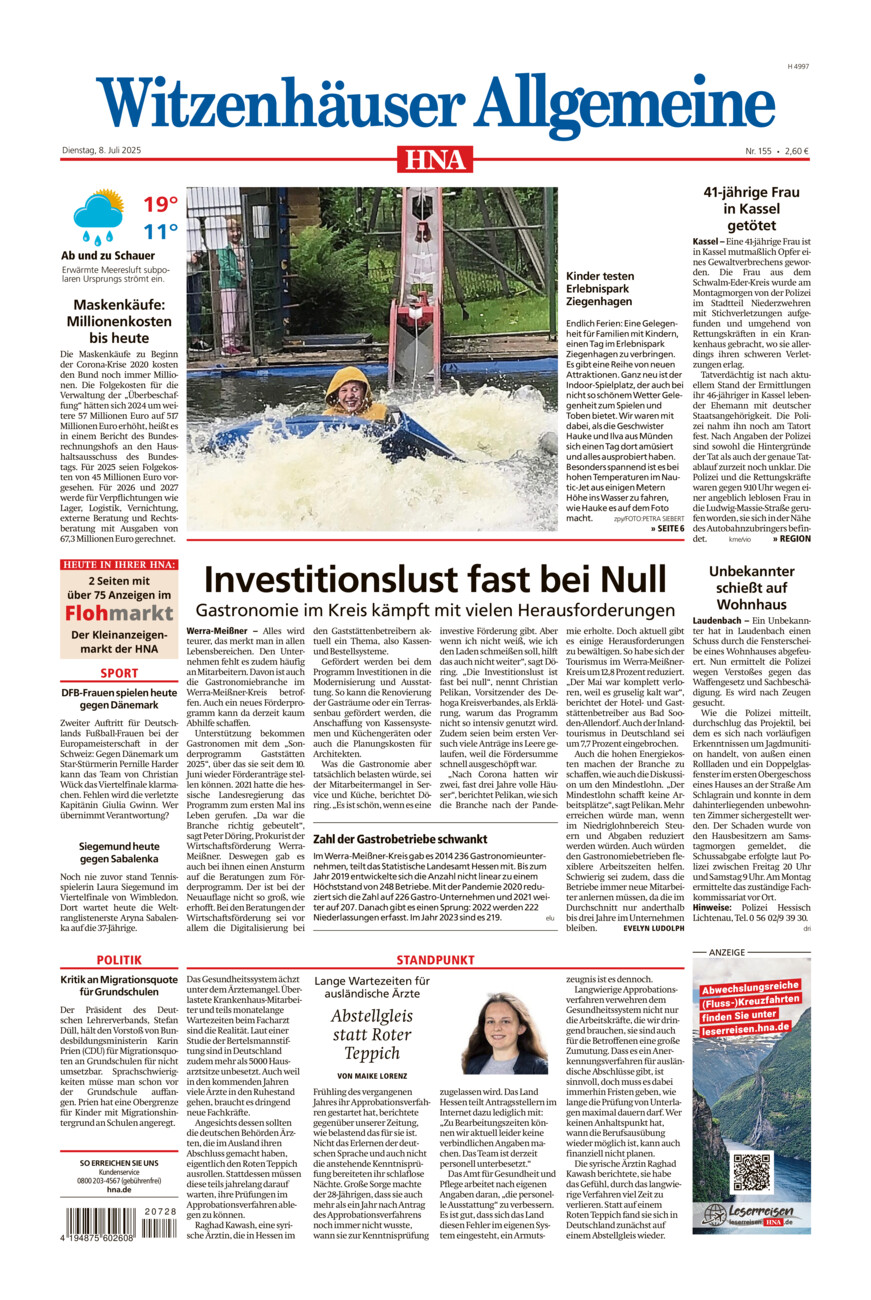 Witzenhäuser Allgemeine vom Dienstag, 08.07.2025