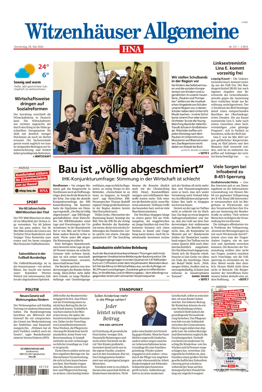 Witzenhäuser Allgemeine vom Donnerstag, 28.05.2026