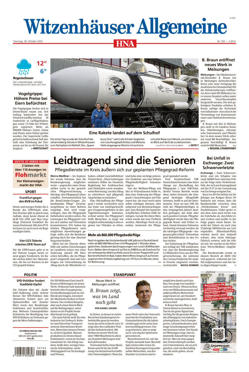 Witzenhäuser Allgemeine vom Dienstag, 28.10.2025