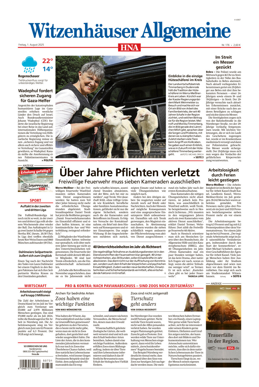 Witzenhäuser Allgemeine vom Freitag, 01.08.2025