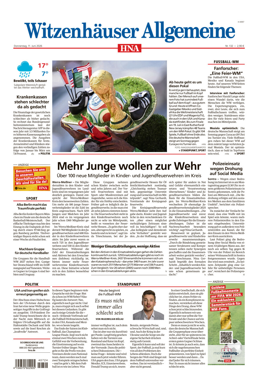 Witzenhäuser Allgemeine vom Donnerstag, 11.06.2026