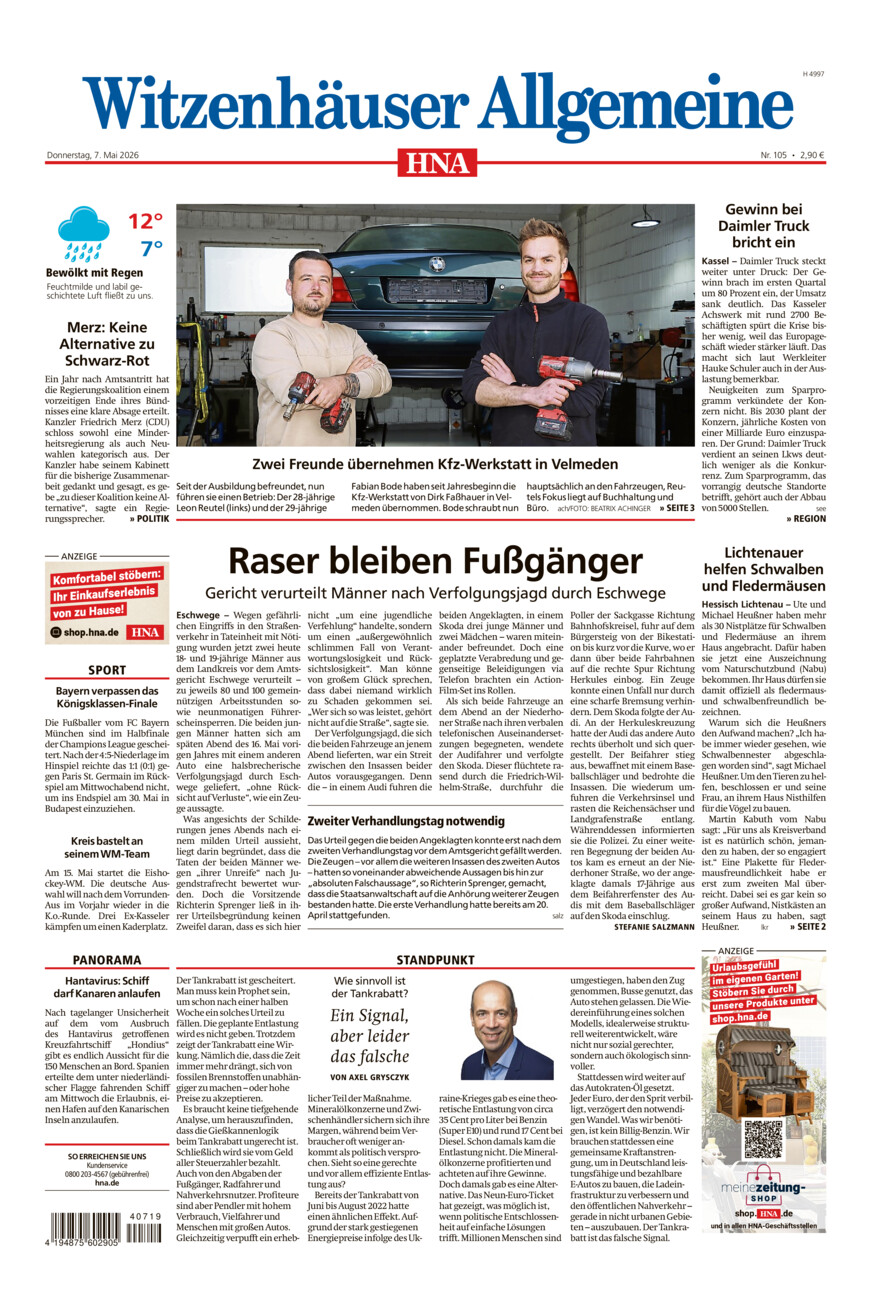 Witzenhäuser Allgemeine vom Donnerstag, 07.05.2026
