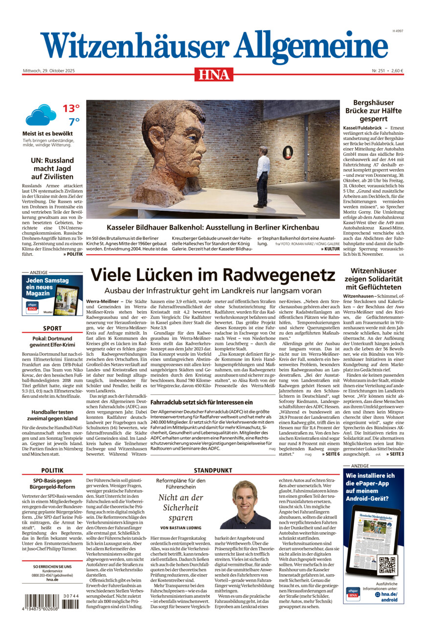 Witzenhäuser Allgemeine vom Mittwoch, 29.10.2025