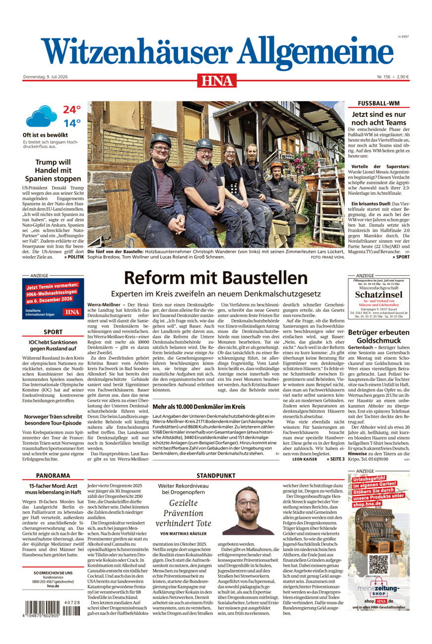 Witzenhäuser Allgemeine vom Donnerstag, 09.07.2026