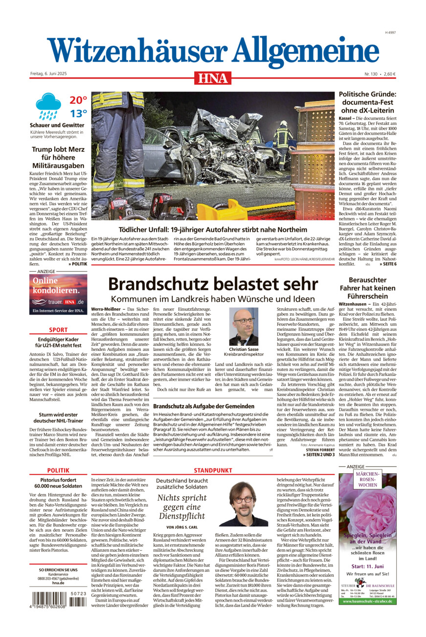 Witzenhäuser Allgemeine vom Freitag, 06.06.2025