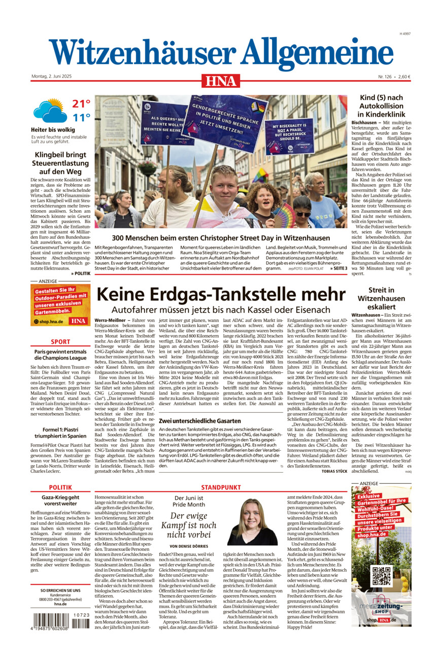 Witzenhäuser Allgemeine vom Montag, 02.06.2025