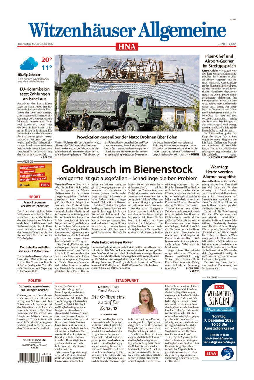 Witzenhäuser Allgemeine vom Donnerstag, 11.09.2025