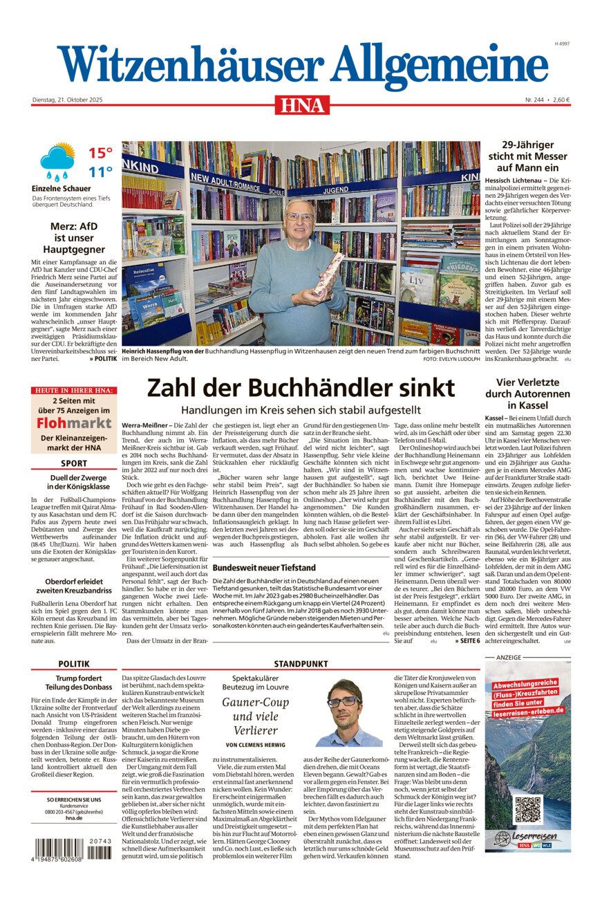 Witzenhäuser Allgemeine vom Dienstag, 21.10.2025