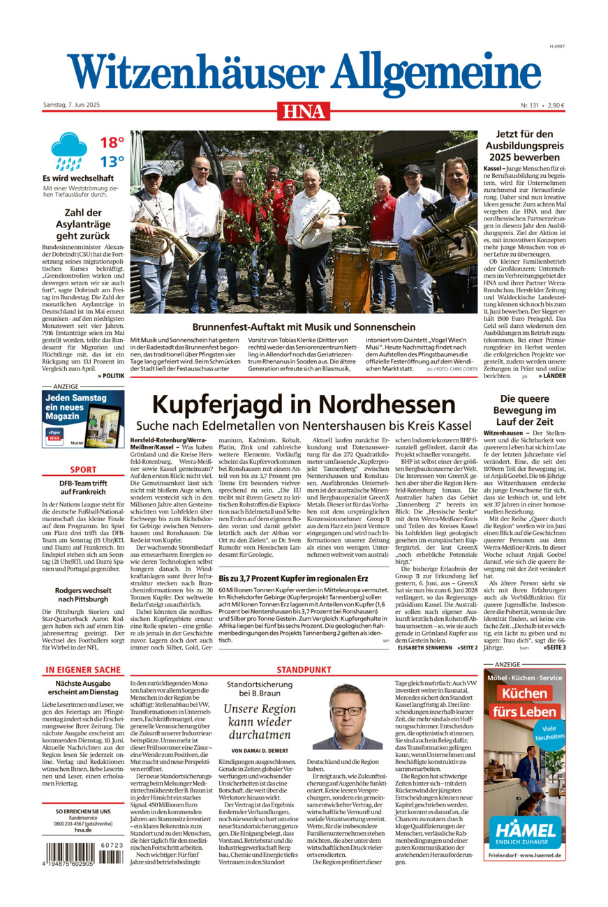 Witzenhäuser Allgemeine vom Samstag, 07.06.2025