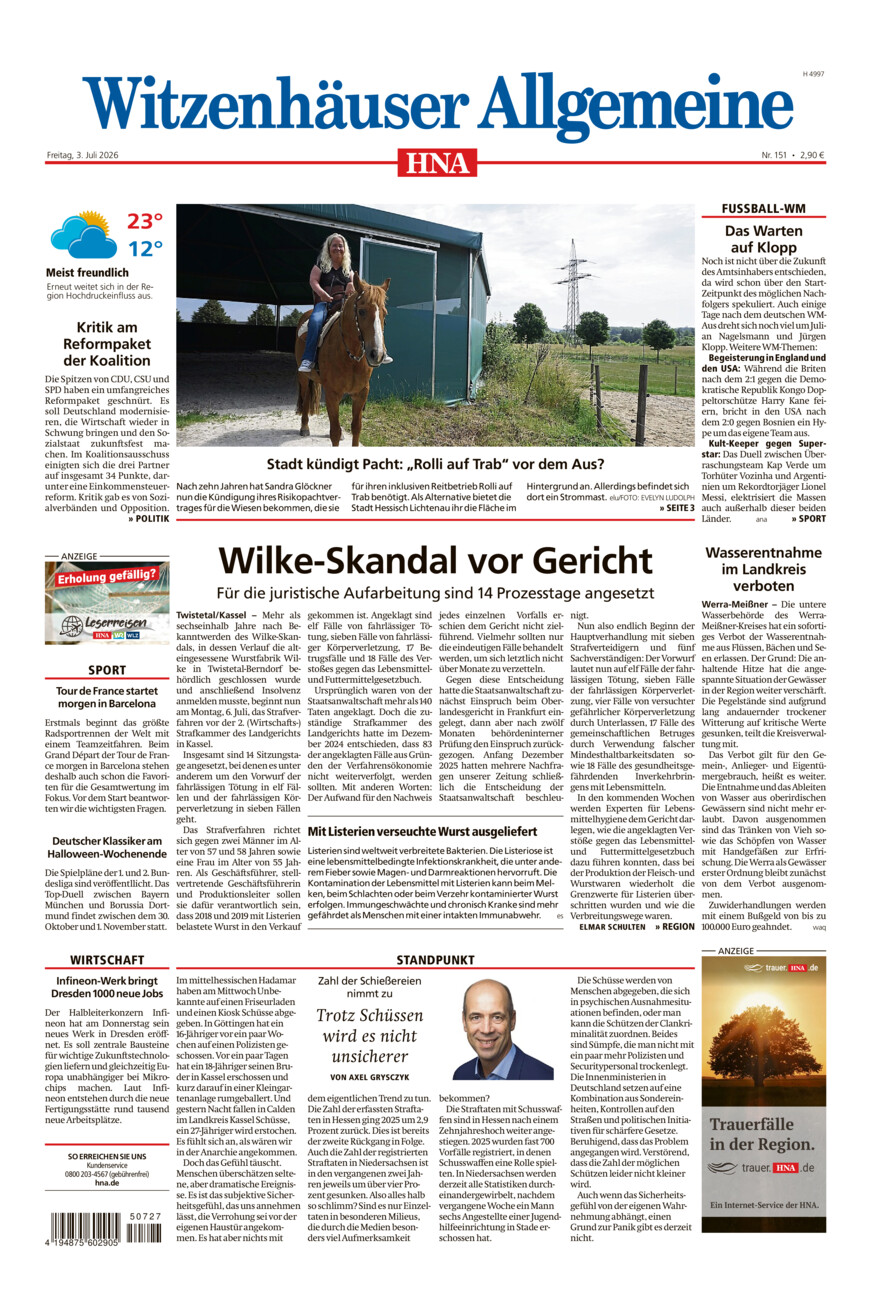 Witzenhäuser Allgemeine vom Freitag, 03.07.2026