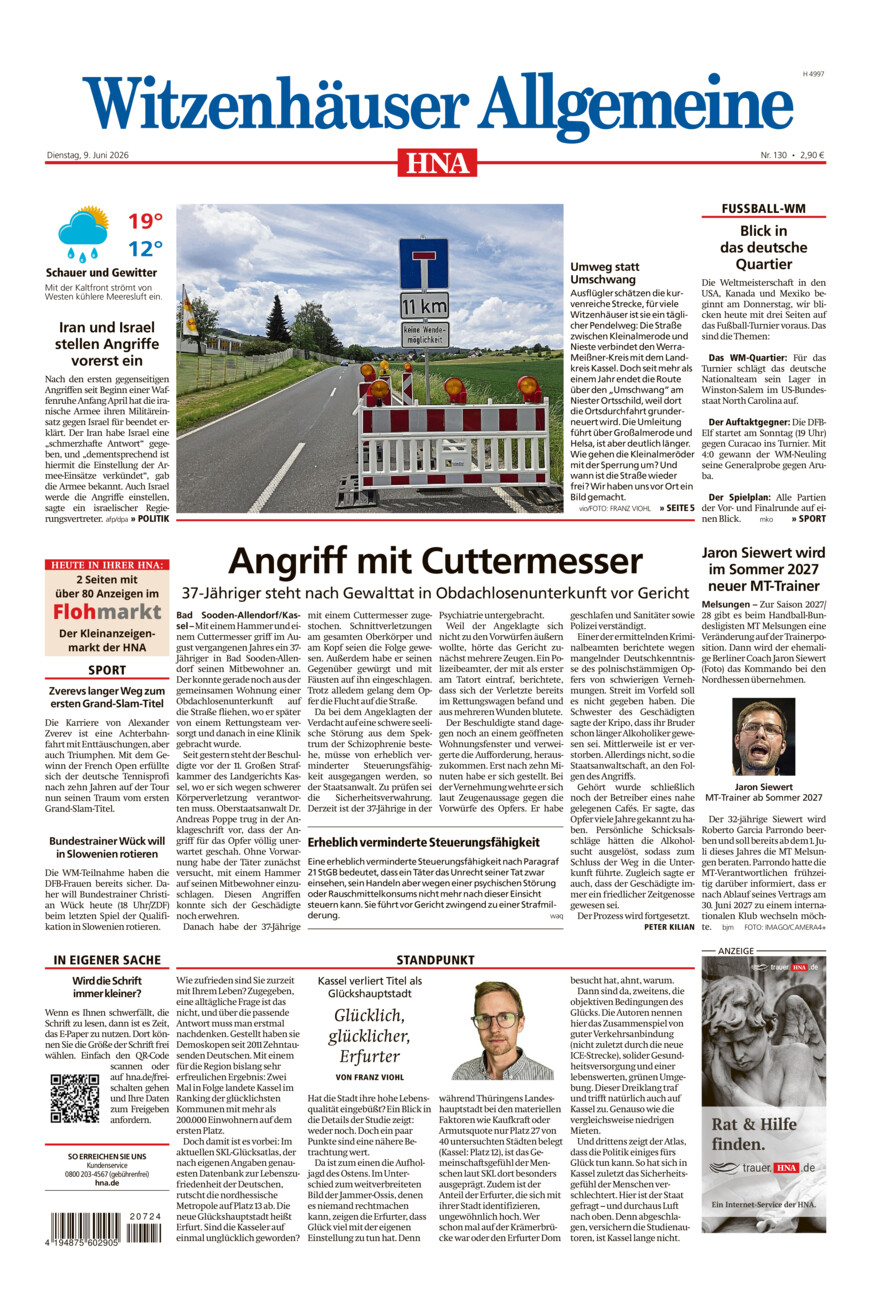 Witzenhäuser Allgemeine vom Dienstag, 09.06.2026