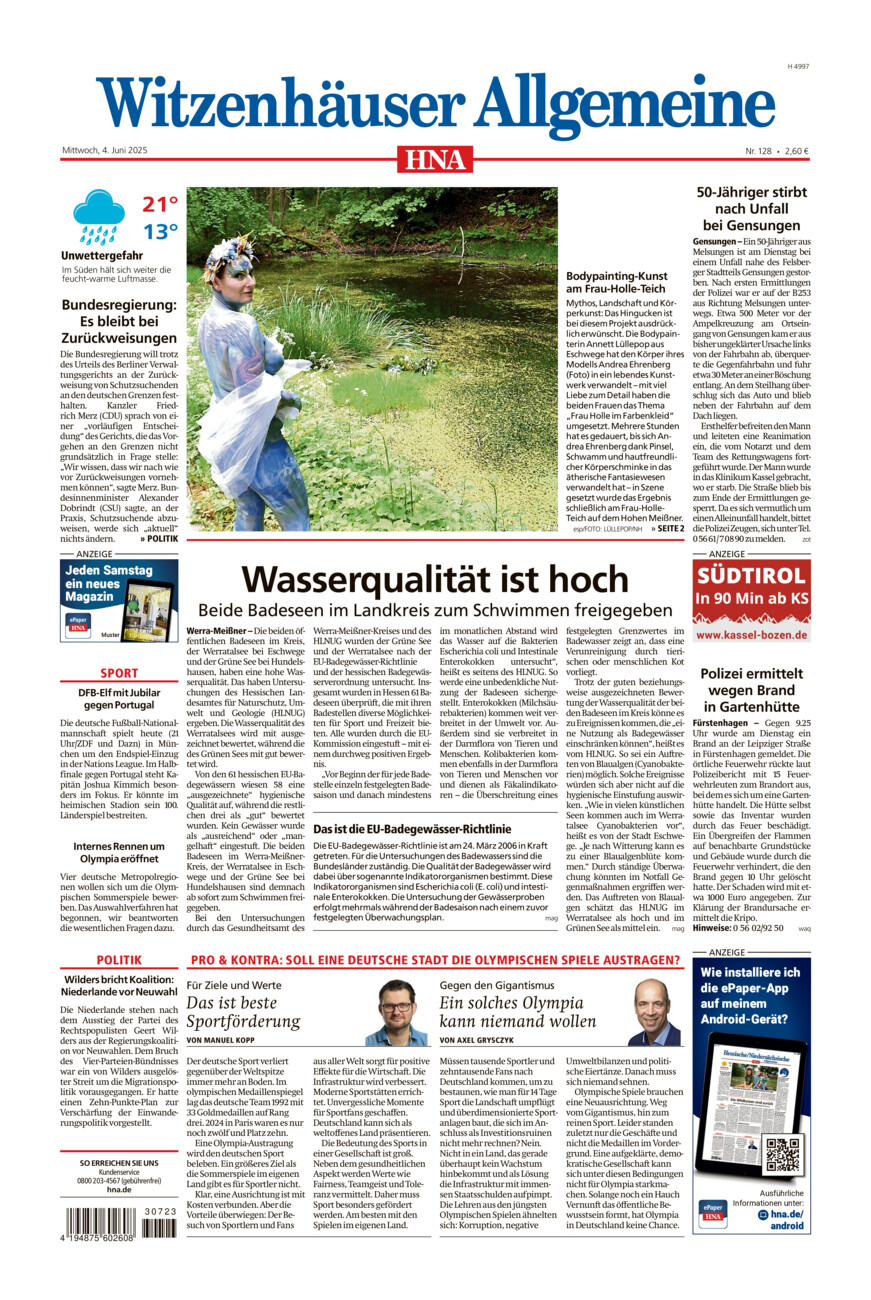 Witzenhäuser Allgemeine vom Mittwoch, 04.06.2025