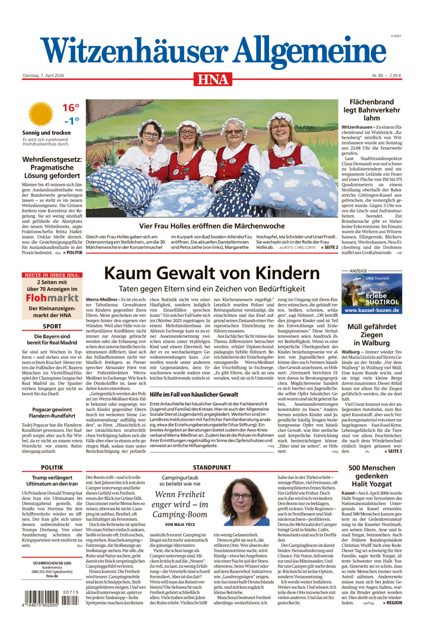 Witzenhäuser Allgemeine vom Dienstag, 07.04.2026