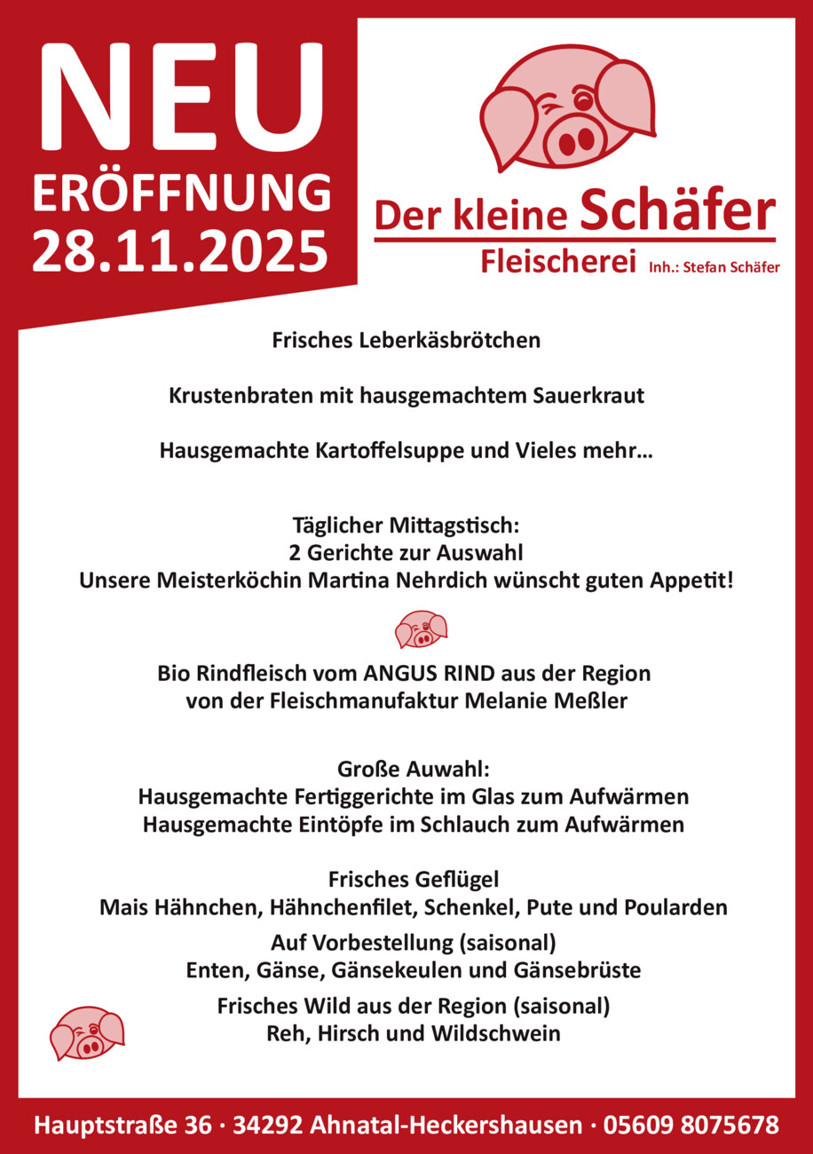 Der kleine Schäfer - Fleischerei vom Mittwoch, 26.11.2025