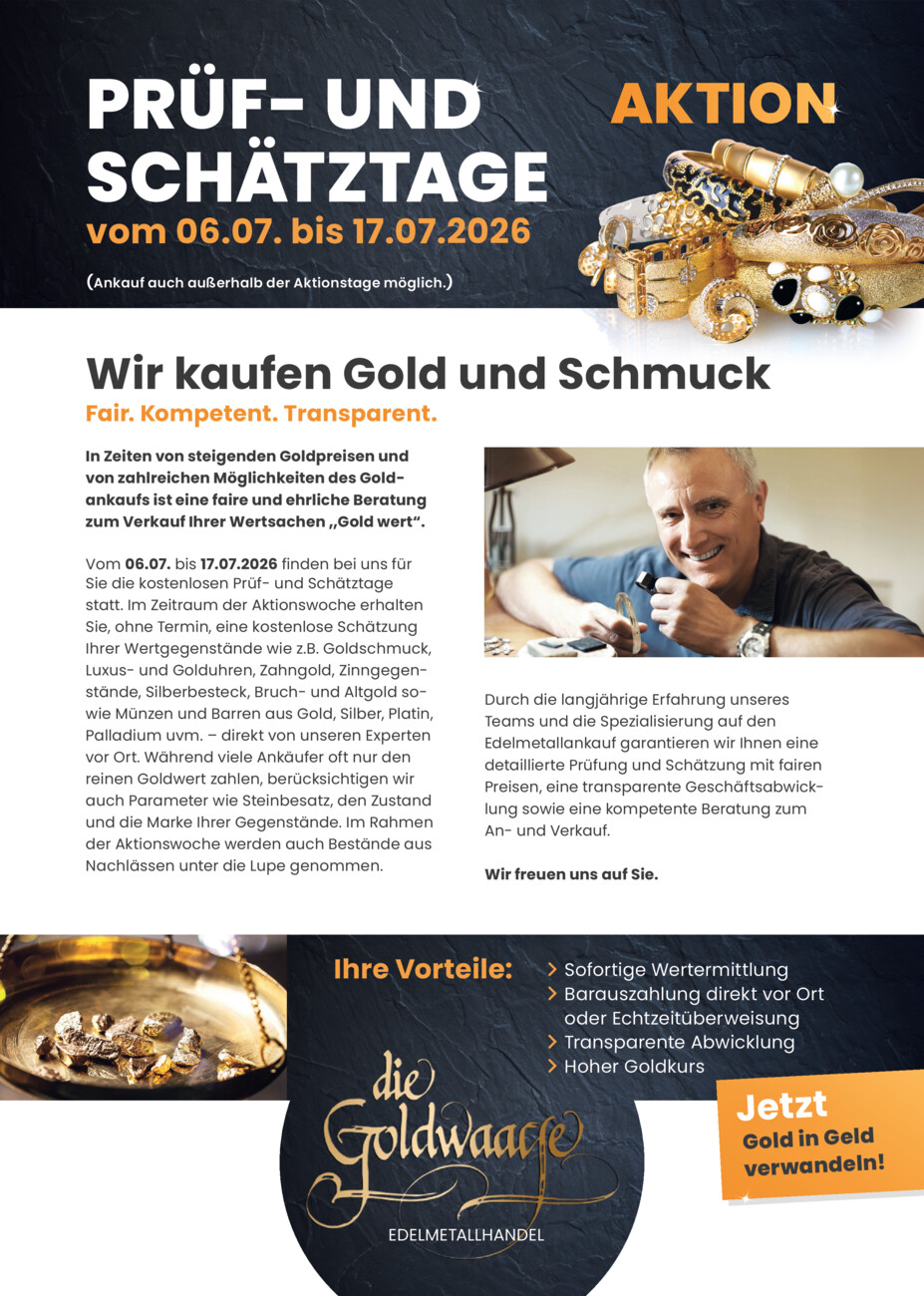 Die Goldwaage vom Samstag, 04.07.2026