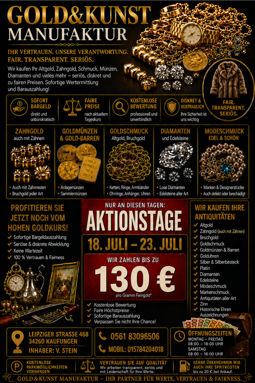 Gold & Kunst MANUFAKTUR vom Samstag, 18.07.2026