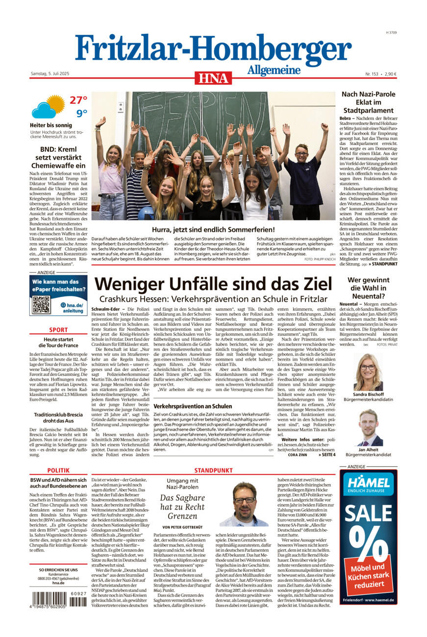 Fritzlar-Homberger Allgemeine vom Samstag, 05.07.2025