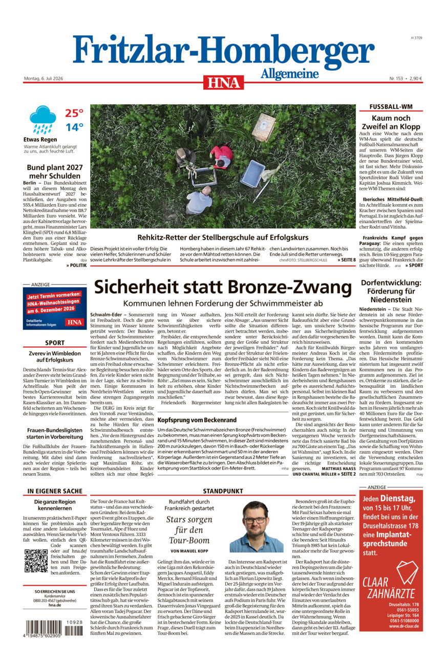 Fritzlar-Homberger Allgemeine vom Montag, 06.07.2026