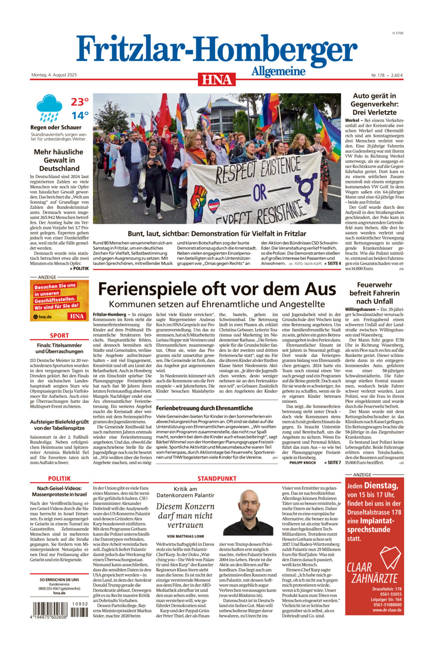 Fritzlar-Homberger Allgemeine vom Montag, 04.08.2025