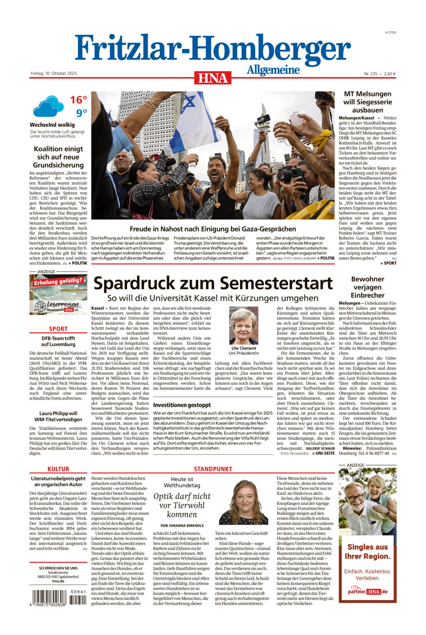 Fritzlar-Homberger Allgemeine vom Freitag, 10.10.2025