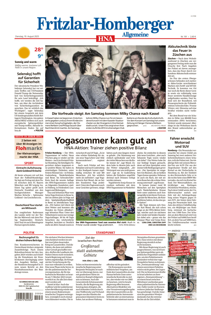 Fritzlar-Homberger Allgemeine vom Dienstag, 19.08.2025