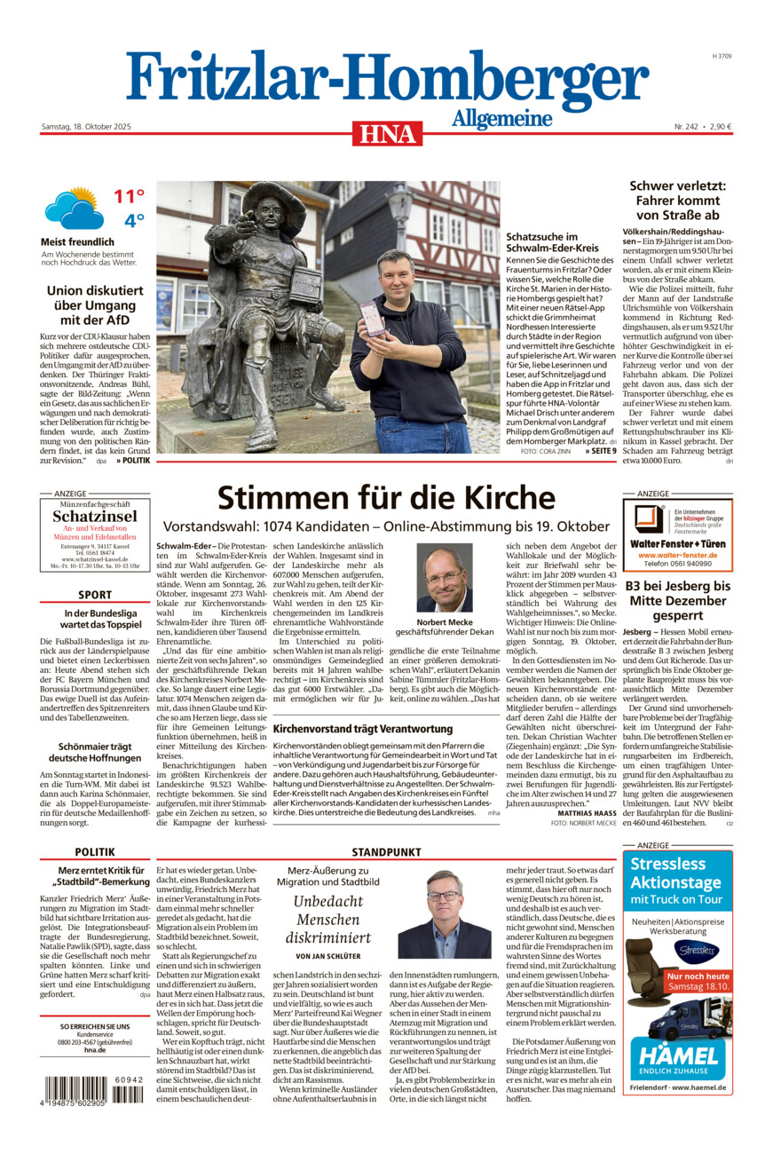 Fritzlar-Homberger Allgemeine vom Samstag, 18.10.2025