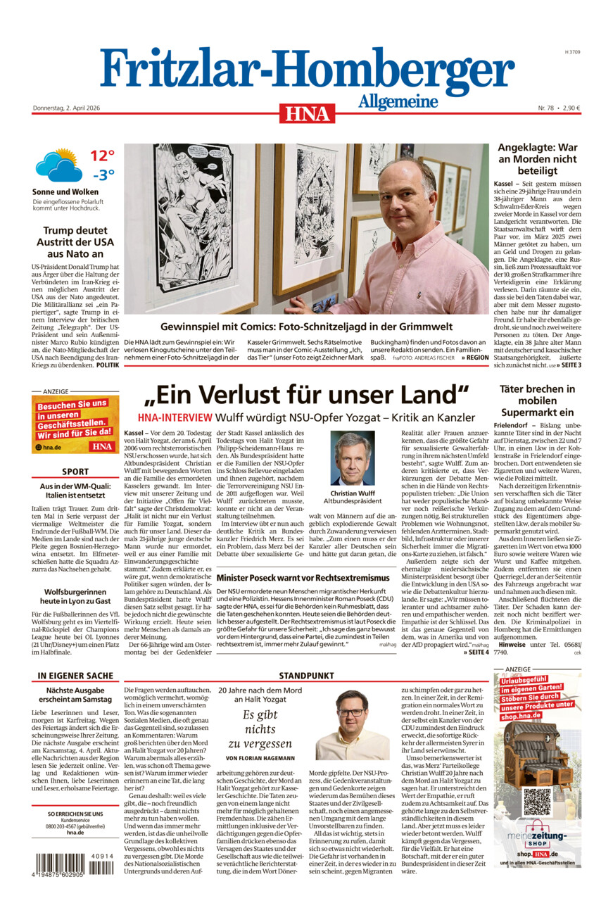 Fritzlar-Homberger Allgemeine vom Donnerstag, 02.04.2026