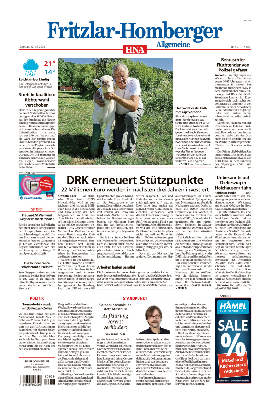 Fritzlar-Homberger Allgemeine vom Samstag, 12.07.2025