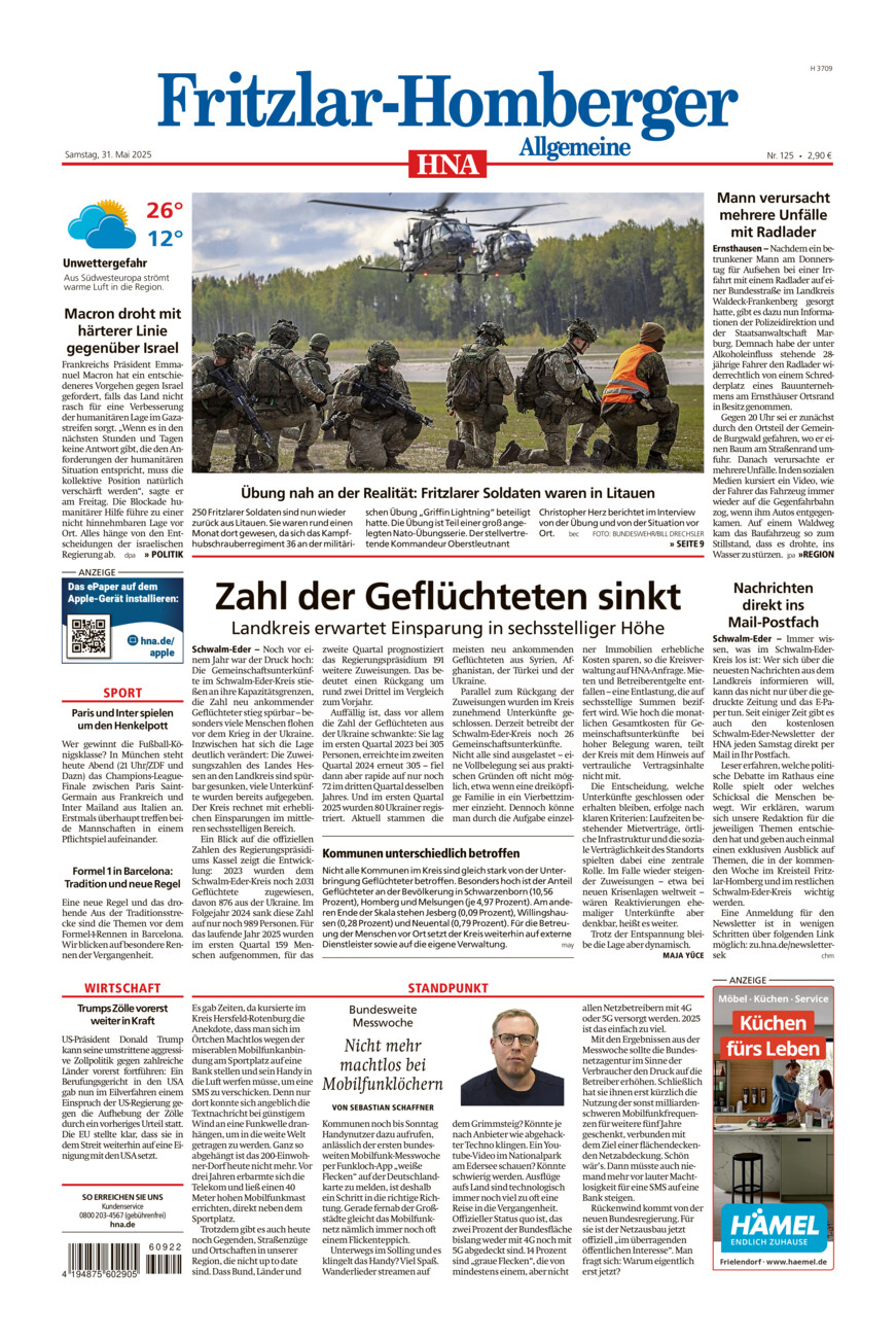 Fritzlar-Homberger Allgemeine vom Samstag, 31.05.2025