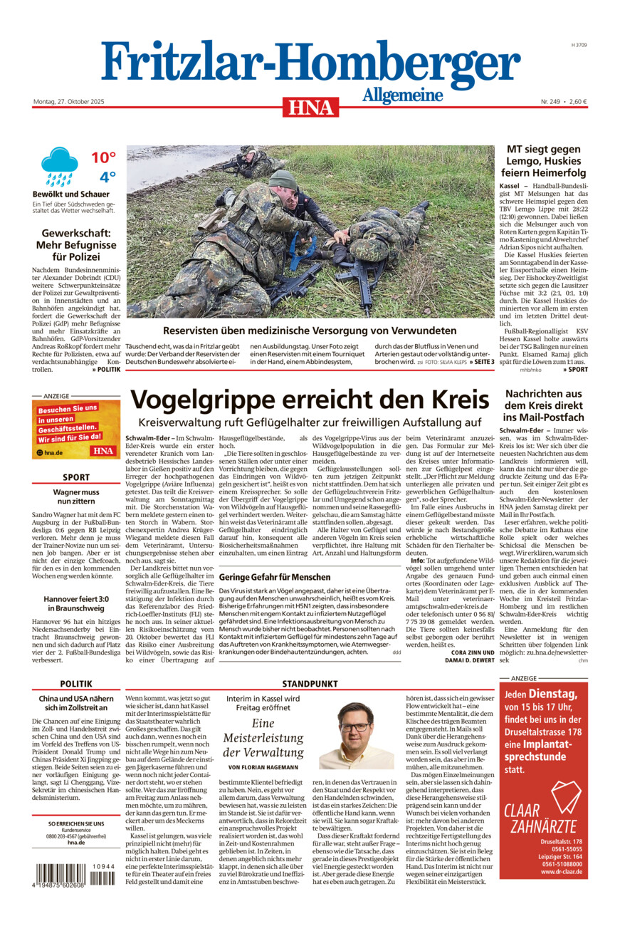 Fritzlar-Homberger Allgemeine vom Montag, 27.10.2025