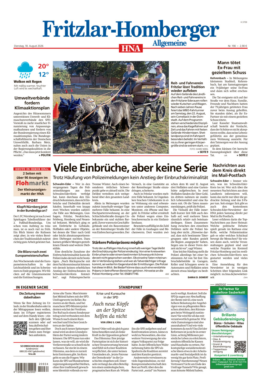 Fritzlar-Homberger Allgemeine vom Dienstag, 18.08.2026