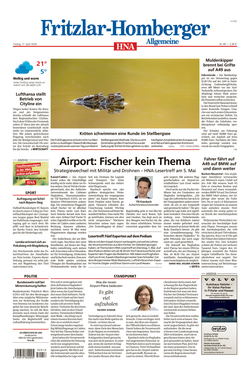 Fritzlar-Homberger Allgemeine vom Freitag, 17.04.2026