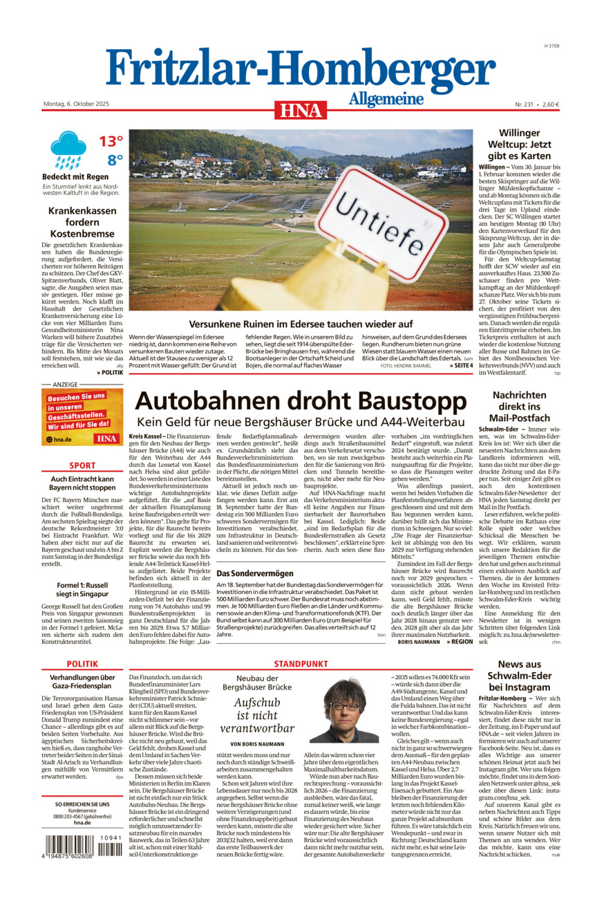 Fritzlar-Homberger Allgemeine vom Montag, 06.10.2025