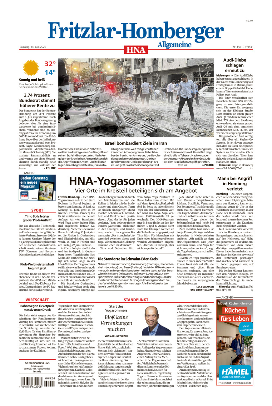 Fritzlar-Homberger Allgemeine vom Samstag, 14.06.2025