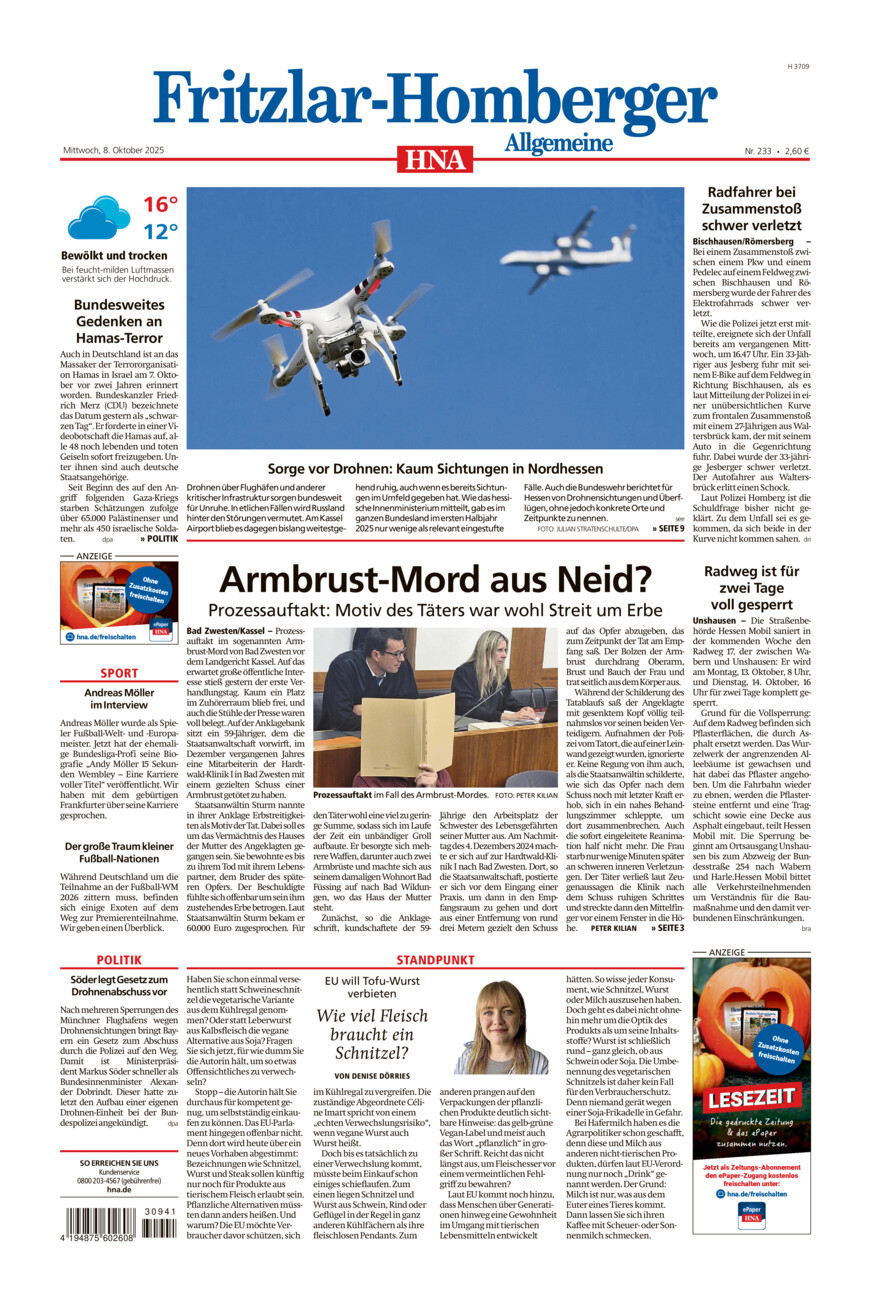 Fritzlar-Homberger Allgemeine vom Mittwoch, 08.10.2025