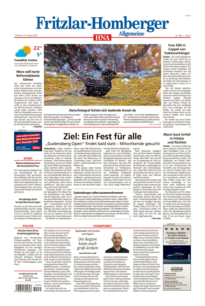 Fritzlar-Homberger Allgemeine vom Montag, 25.08.2025
