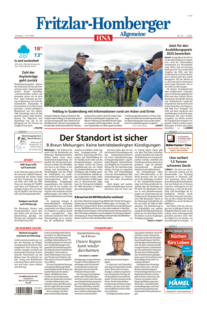 Fritzlar-Homberger Allgemeine vom Samstag, 07.06.2025
