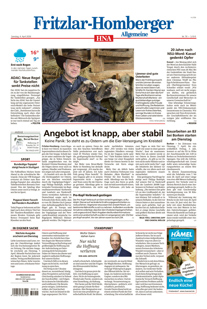 Fritzlar-Homberger Allgemeine vom Samstag, 04.04.2026