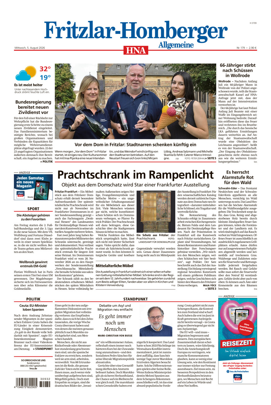 Fritzlar-Homberger Allgemeine vom Mittwoch, 05.08.2026