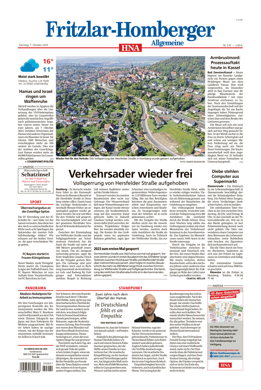 Fritzlar-Homberger Allgemeine vom Dienstag, 07.10.2025