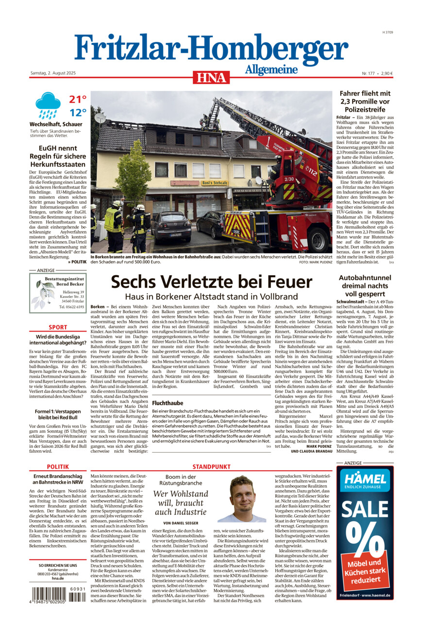 Fritzlar-Homberger Allgemeine vom Samstag, 02.08.2025