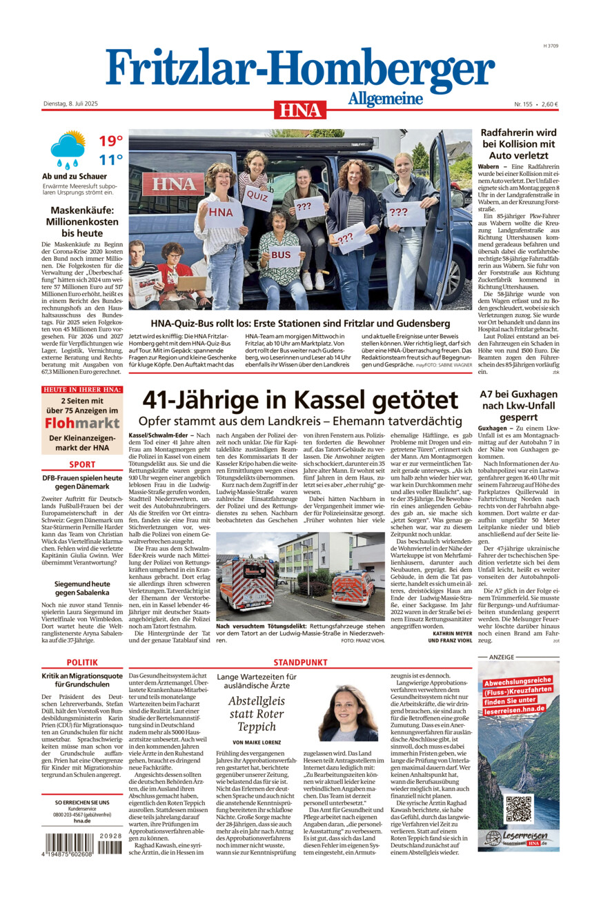 Fritzlar-Homberger Allgemeine vom Dienstag, 08.07.2025