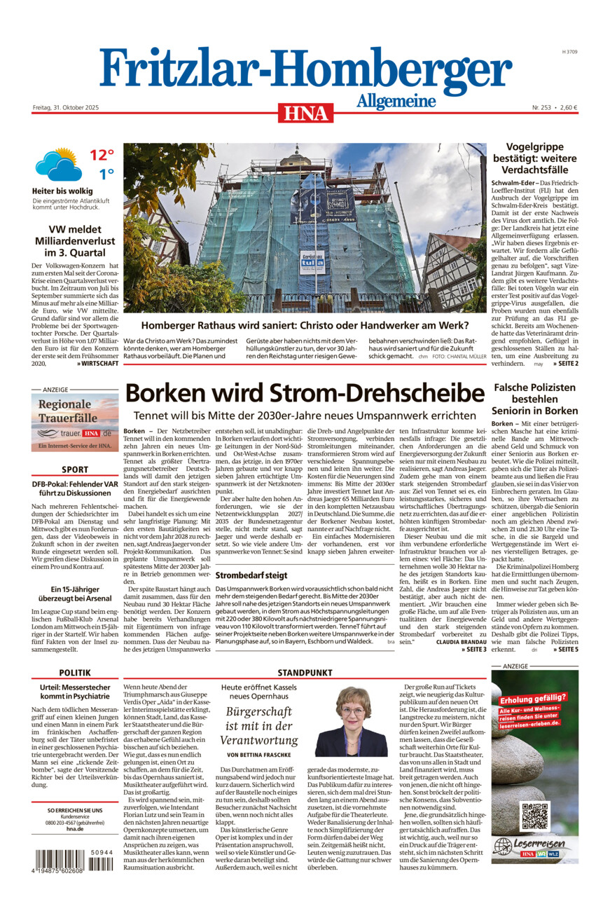 Fritzlar-Homberger Allgemeine vom Freitag, 31.10.2025
