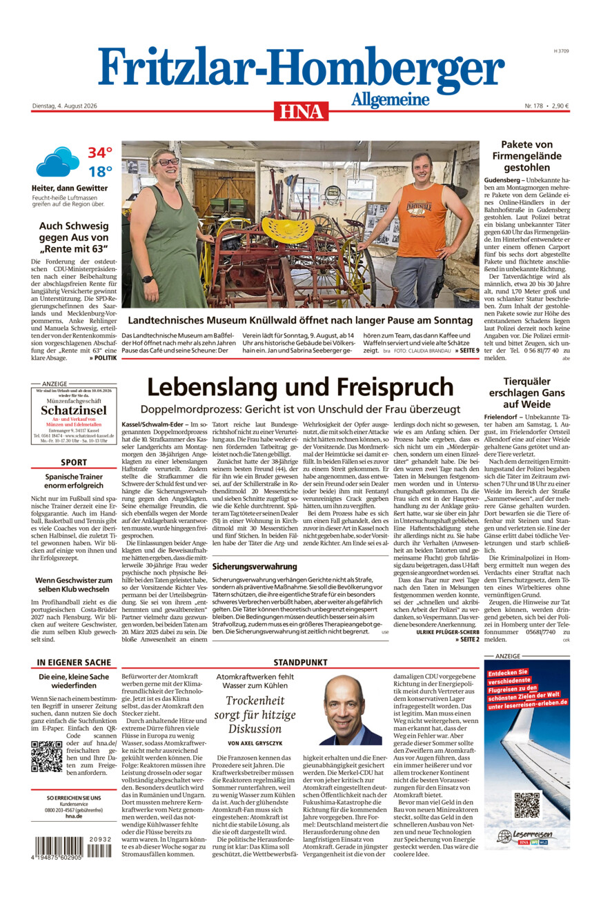 Fritzlar-Homberger Allgemeine vom Dienstag, 04.08.2026