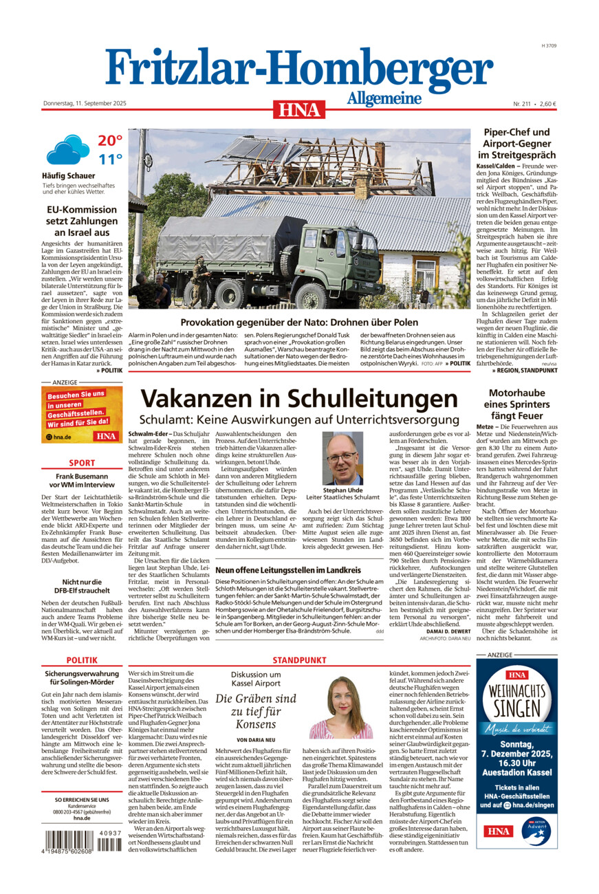 Fritzlar-Homberger Allgemeine vom Donnerstag, 11.09.2025