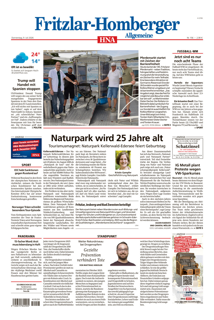 Fritzlar-Homberger Allgemeine vom Donnerstag, 09.07.2026