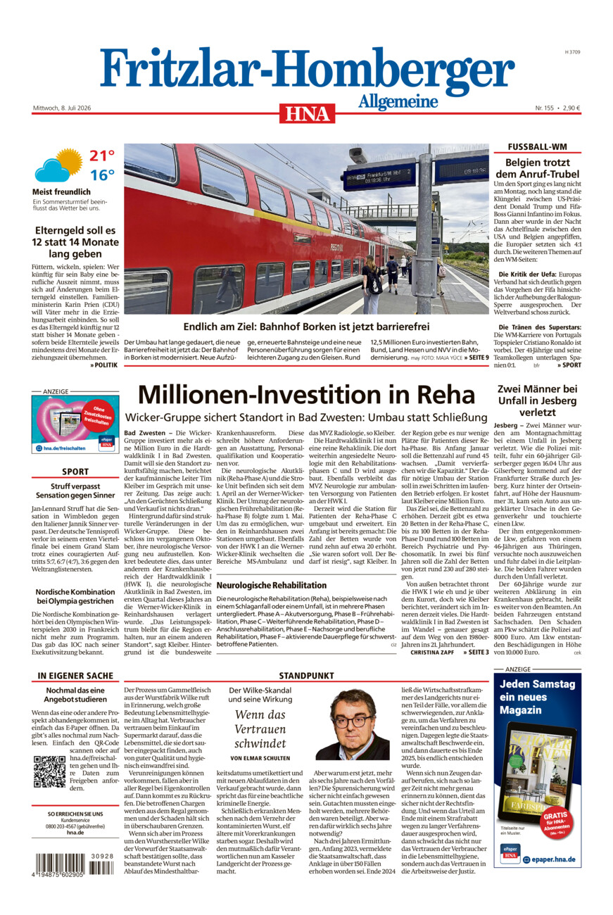 Fritzlar-Homberger Allgemeine vom Mittwoch, 08.07.2026
