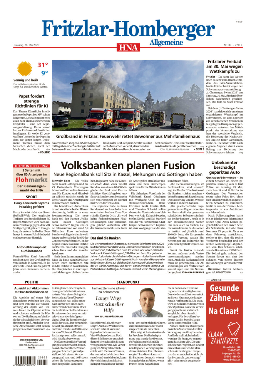 Fritzlar-Homberger Allgemeine vom Dienstag, 26.05.2026
