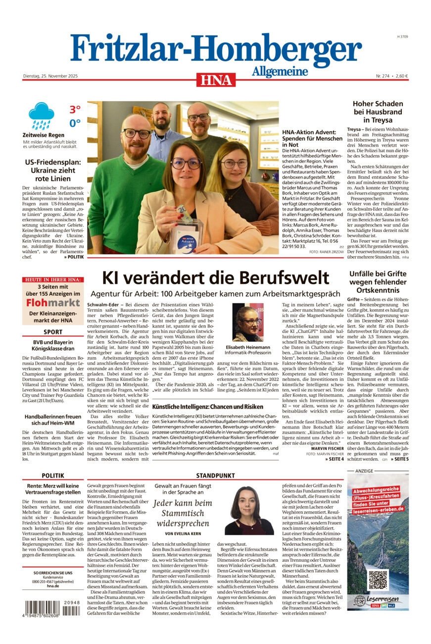 Fritzlar-Homberger Allgemeine vom Dienstag, 25.11.2025