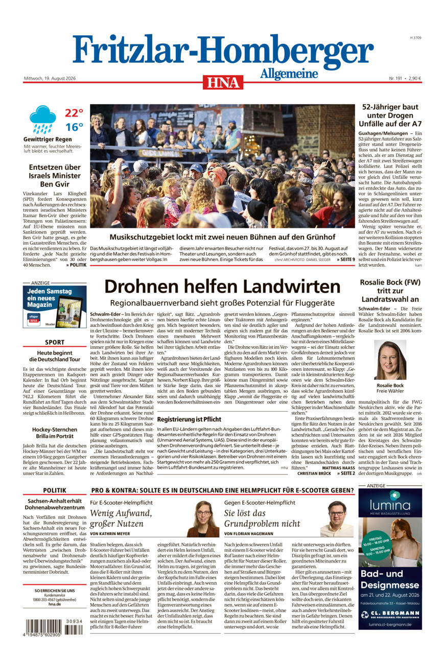 Fritzlar-Homberger Allgemeine vom Mittwoch, 19.08.2026